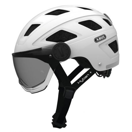 Casque urbain Hyban+ blanc visiére teintée Abus Casque urbain Hyban+ blanc visiére teintée Abus